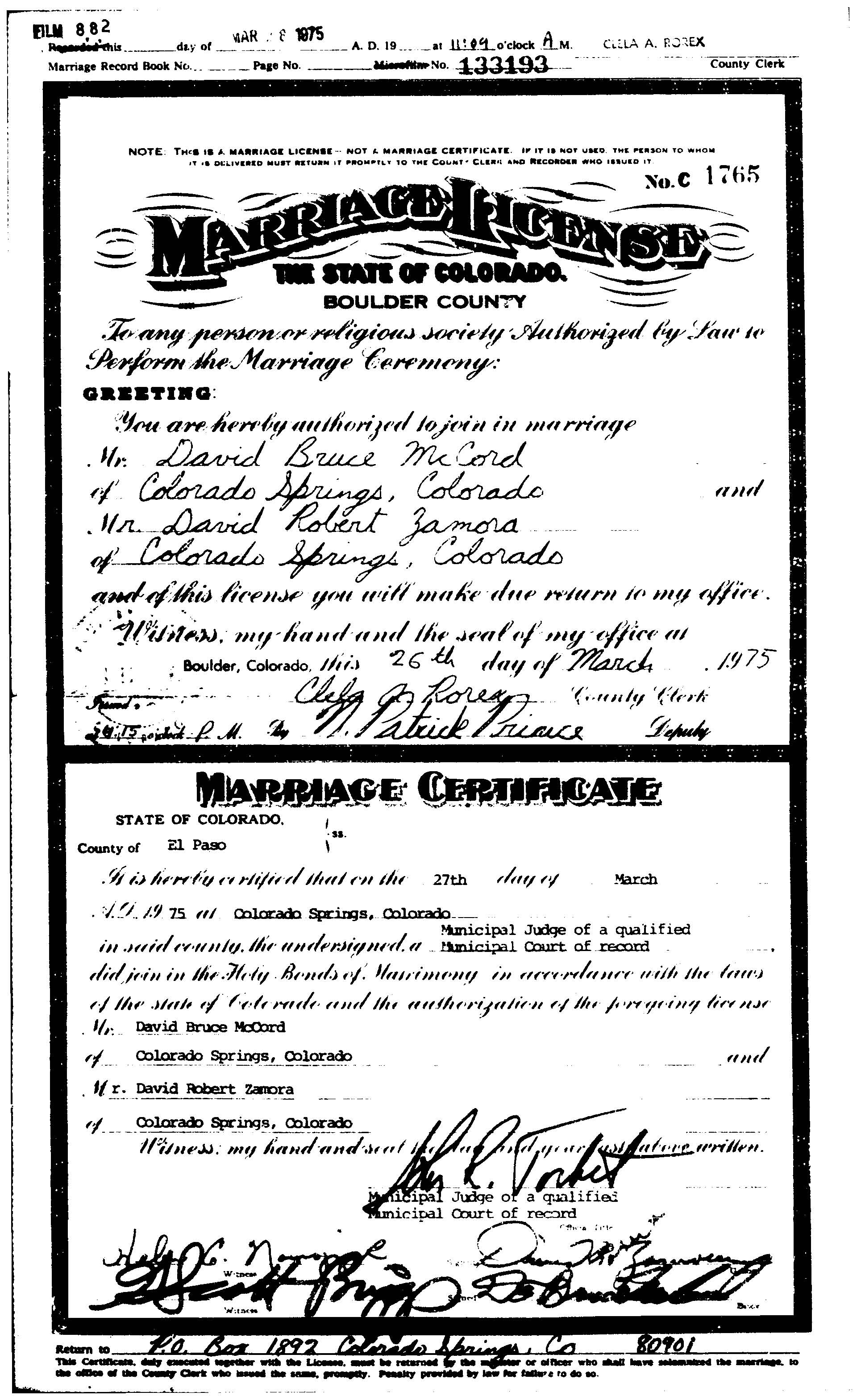 Boulder Marriage License Images Colorado Encyclopedia